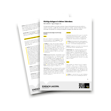 Mockup der Checkliste zur Einlagerung in eine Zebrabox