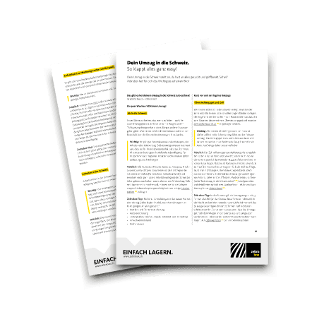 Mockup de la liste de vérification de Zebrabox pour un déménagement en Suisse