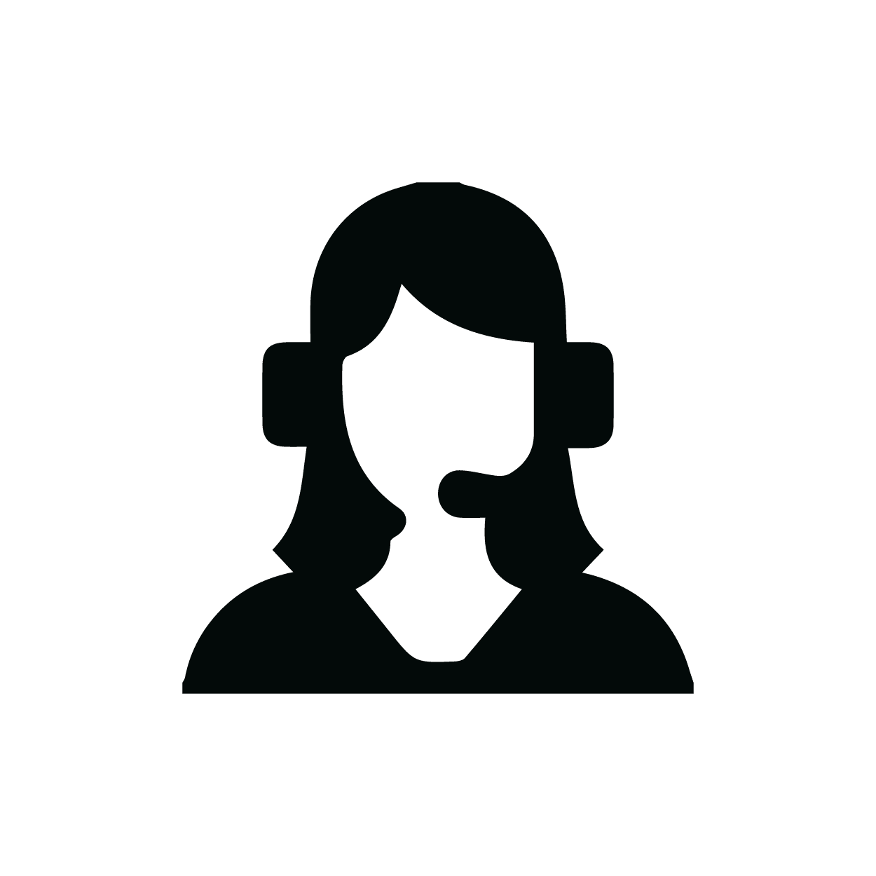 Icon with woman and headset for "customer service"