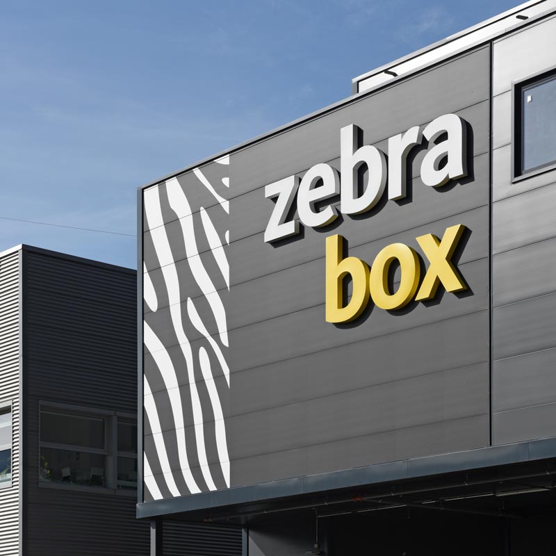 Zebrabox Villeneuve building signage